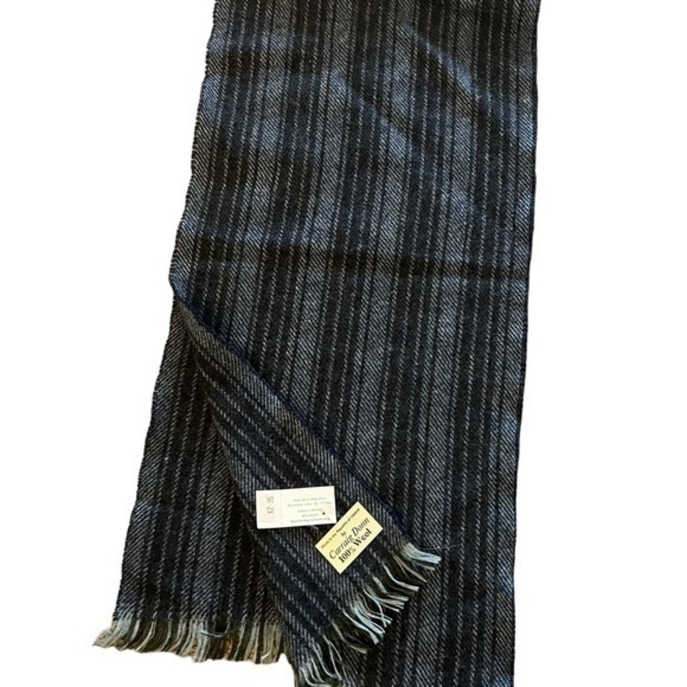 NWT Carraig Donn Ireland old stock striped 100% pure new wool scarf, some holes